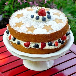 Red White and Blue Mascarpone Cream Butter Cake