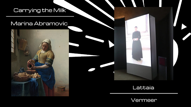 Lattaia del Vermeer (dx) Carrying the Milk della Abramovic (sx)