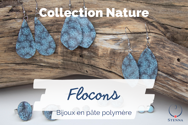 collection nature flocons bleus stenna bijoux fantaisie faits main polymère lille