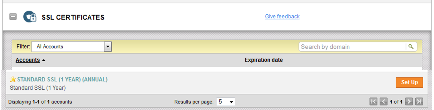 GoDaddy available SSL certificate.