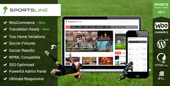 Download Gratis Template Sportsline Responsive WordPress Sports