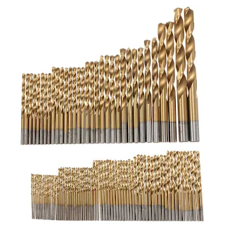 Titanium Coated Drill Bit Set High Speed Steel Manual Twist 1.5mm - 10mm 100pcs Hown - store ✅