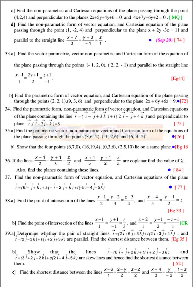 XII Std Maths Selected Questions for Slow Learners 2021