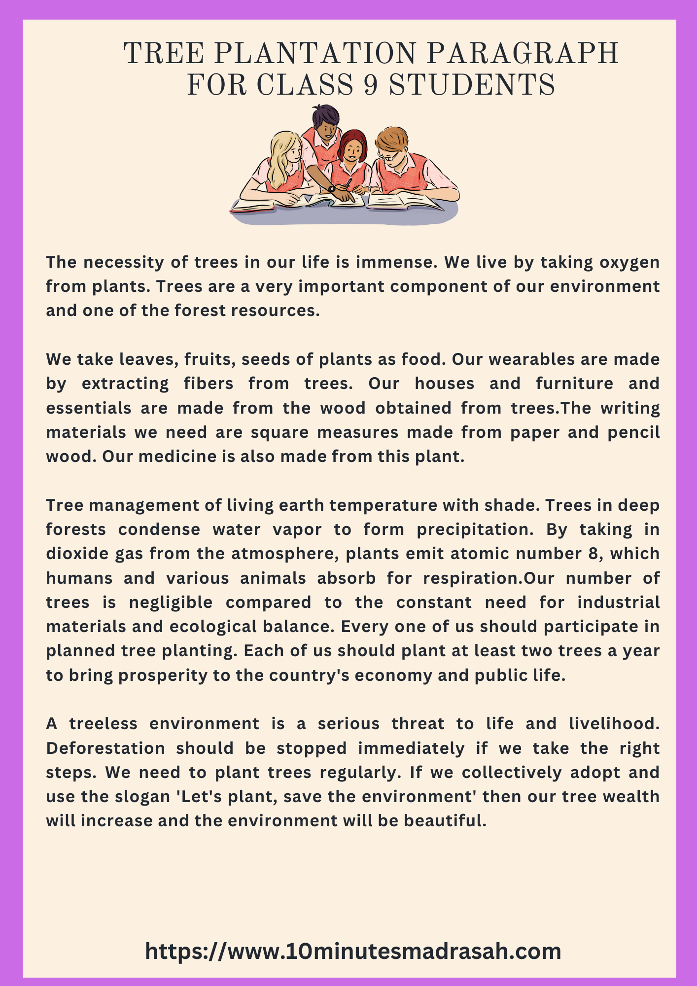 Tree Plantation Paragraph for Class 9 Students