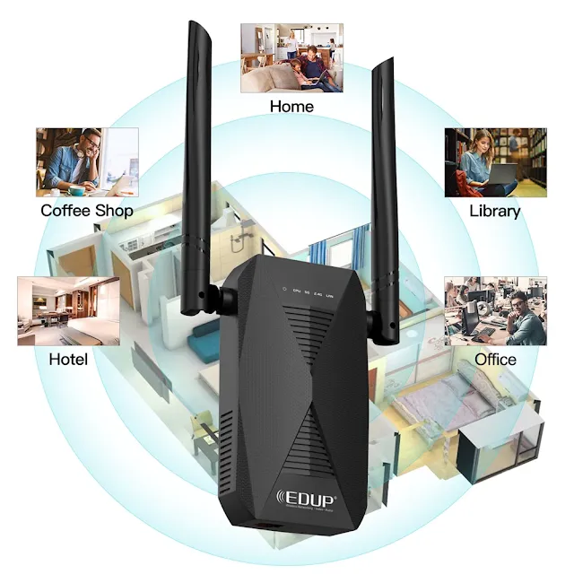 EDUP 1200M WiFi Repeater Dual Band 2.4G&5GHz WiFi Extender Wireless 802.11AC Router Signal Booster for home Wlan Port Amplifier