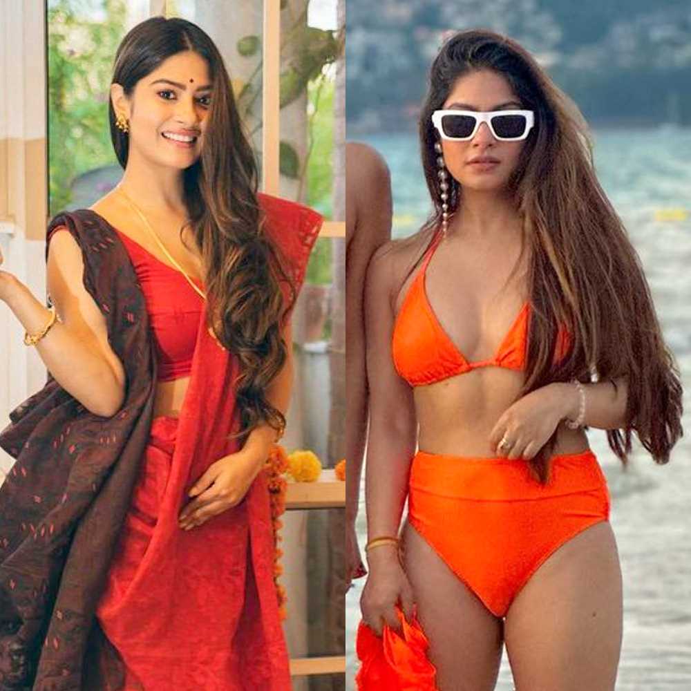 Krishna Mukherjee saree vs bikini hot indian actress