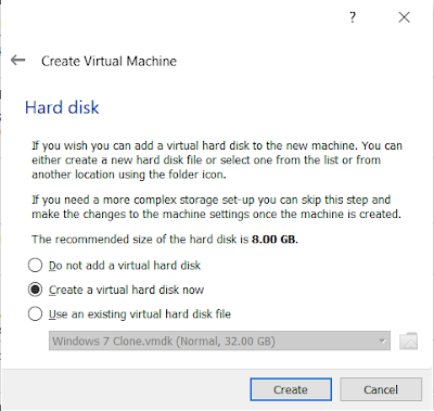 Buat virtual hard disk baru