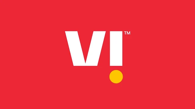 Vi logo on a red background