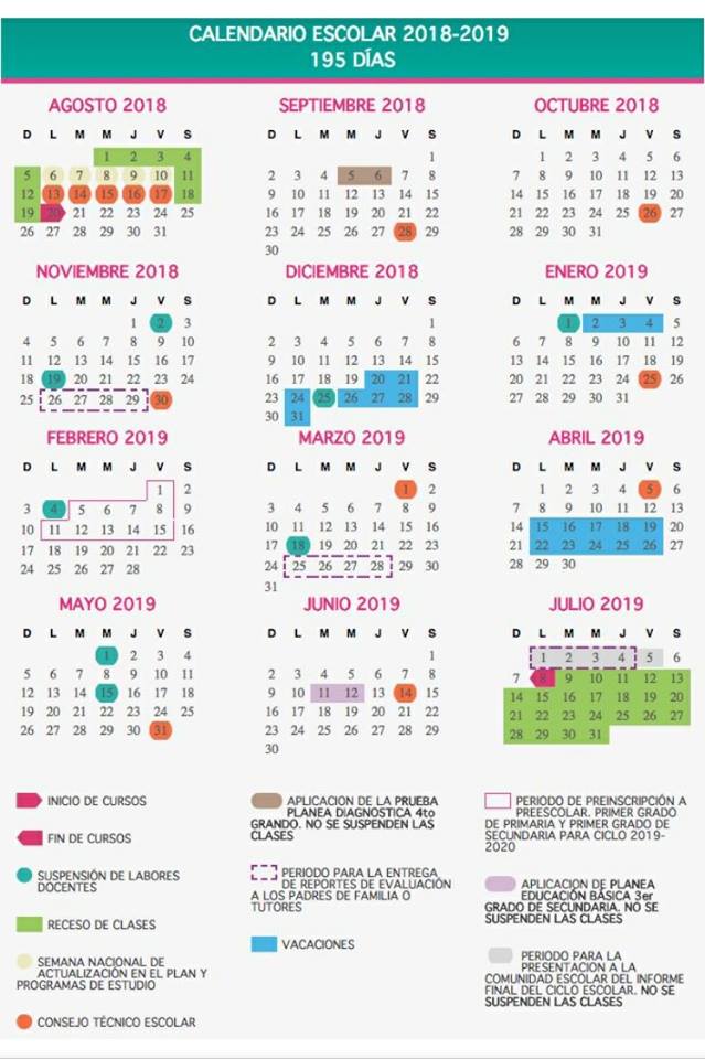 Calendario escolar de 195 días