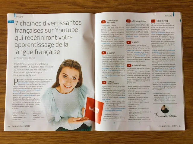 "Français Présent 57/2021" + aplikacja - artykuł o kanałach na YouTubie - Francuski przy kawie