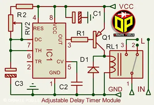555 Delay Timer Circuit Diagram, 555 IC Adjustable Delay Timer Circuit Diagram, 555 Timer Circuit Diagram,