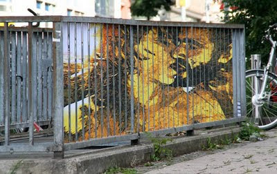 Amazing painting on barred fence