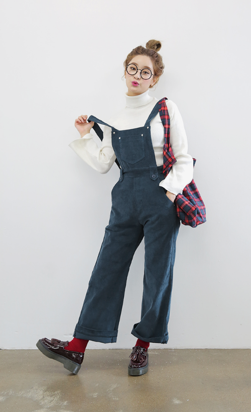 Corduroy Wide Leg Overall Pants