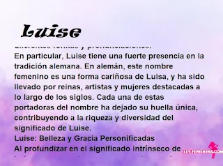 ▷ Significado del nombre Luise