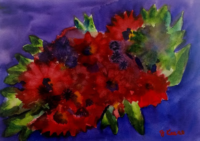 Loose Red Flowers - Watercolor - JKeese