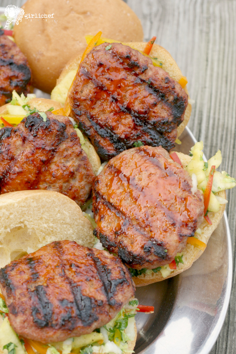 Sweet and Sour Pork Burgers w/ Pineapple Slaw