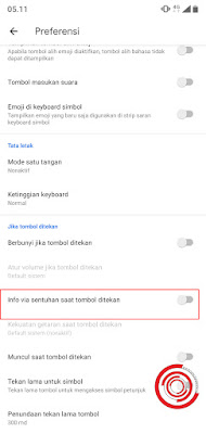 7. Jika sudah tidak aktif, maka keyboard jika ditekan tidak akan bergetar lagi