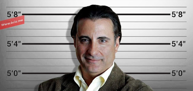 Andy Garcia standing in front of a height chart
