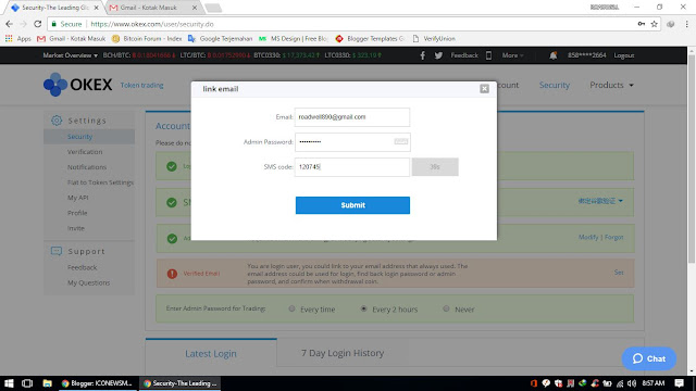 Cara Membuat Akun dan Verifikasi di OKEX.com, Cara Verifikasi Akun OKEx.com, cara buat aku okex
