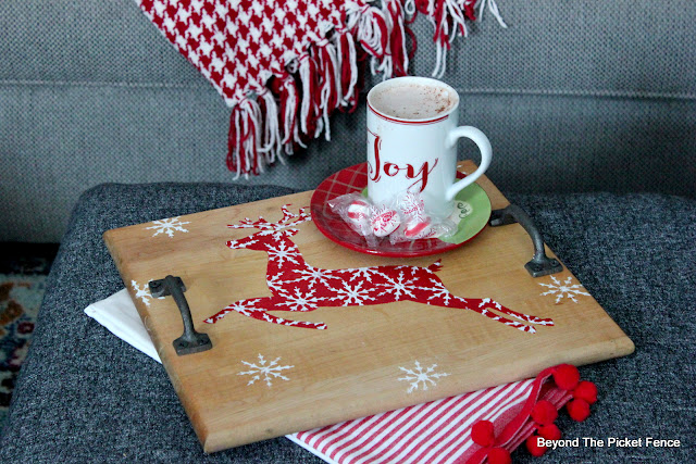 Christmas Tray with a Thrift Store Find and Old Sign Stencils