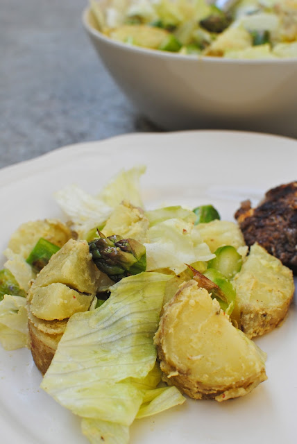 recept, potatis, sallad, sparris, fetaost biffar