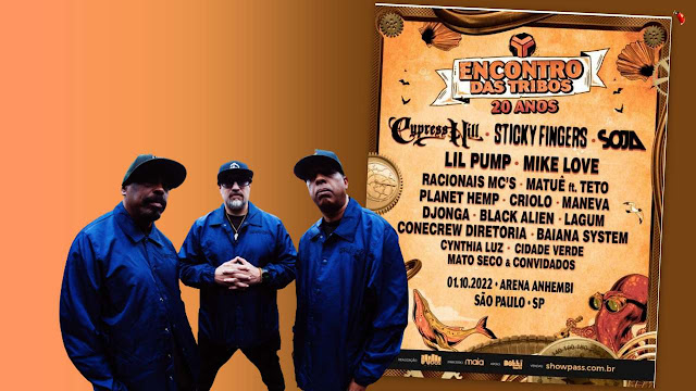 Fotocomposição: Cypress Hill e cartaz do Festival Encontro das Tribos