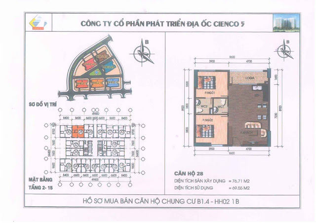 Mặt bằng căn hộ 28 chung cư b1.4 hh02-1b thanh hà