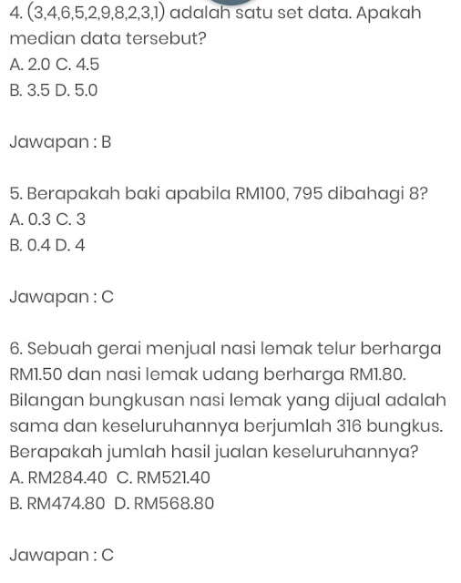 Contoh Soalan Psikometrik SPA 2019 - Informasi Inovareka