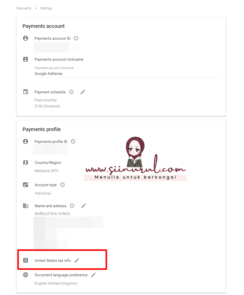 Cara Mengisi Manage Tax Info Google Adsense di Blog