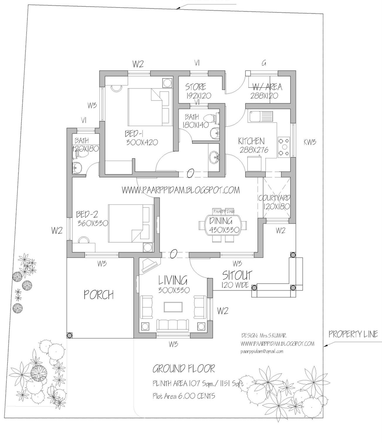 Low Budget 2 Bedroom  Home  Plan  with 1151 Square Feet in 6 