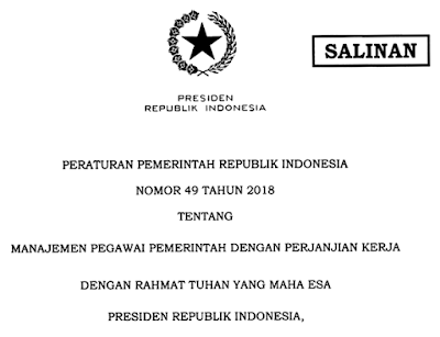 PP no 49 Tahun 2018 tentang PPPK