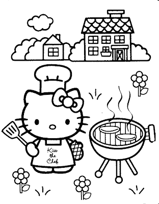 Hello Kitty Coloring Pages Birthday. Kiss the Chef Hello Kitty