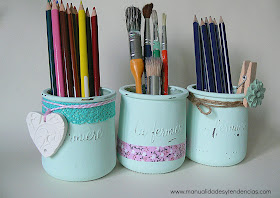 Tarros de cristal decorados con chalk paint