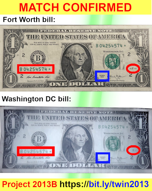 Project 2013B Confirmed Match of duplicate serial number on series 2013B star notes