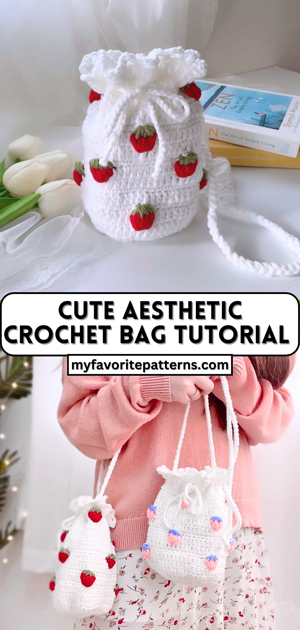 Cute Strawberry Pouch Bag Tutorial - Cute Aesthetic Crochet Bag