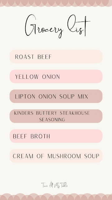 detailed grocery list of ingredients for roast beef