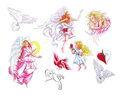 angel tattoo flash