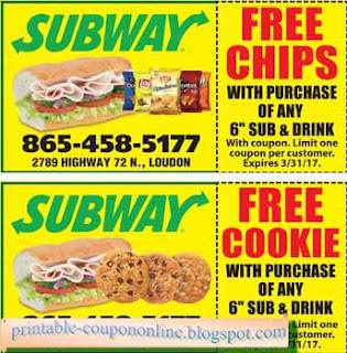 Free Printable Subway Coupons