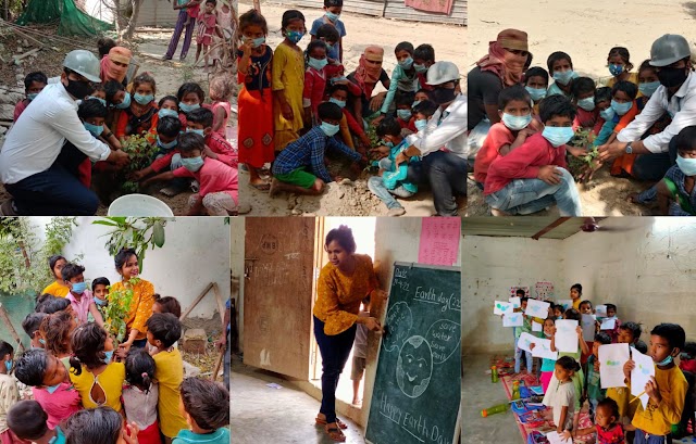 सामाजिक संस्था ईएमसीटी सदस्यों ने मज़दूरों के बच्चों के साथ  पर्यावरण के प्रति जागरूकता के  पृथ्वी दिवस मनाया। 