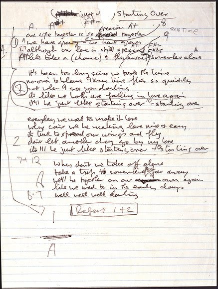 Tittenhurst Park John Lennon Handwritten Lyrics