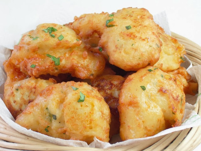 fried potato cheese puffs recipe