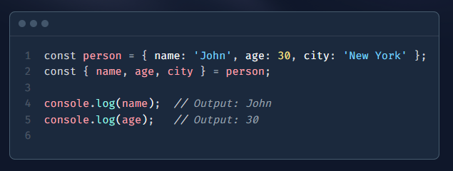 Object Destructuring in JavaScript