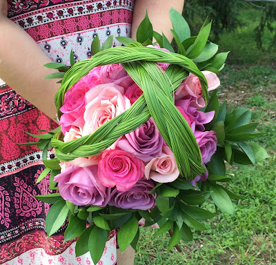 Bohemian Wedding Bouquet with Roses and Steel Grass by Stein Your Florist Co.