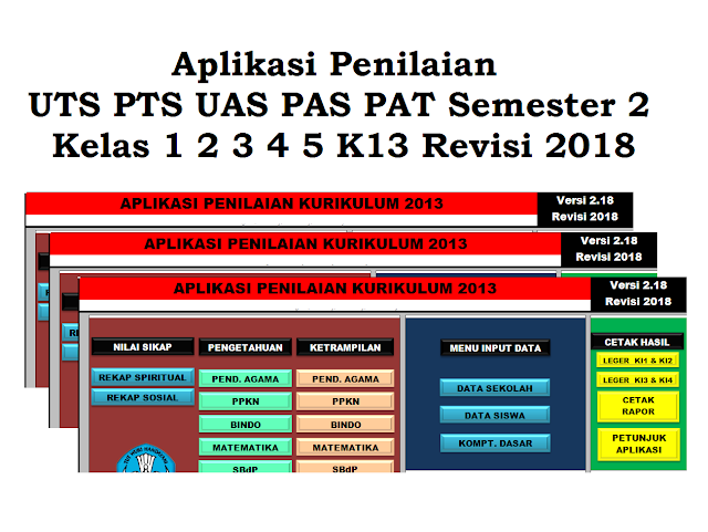 Aplikasi Penilaian PTS PAS PAT Semester 2 Kelas 1 2 3 4 5 K13 Revisi 2018