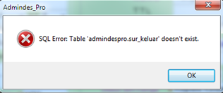 Cara Mengatasi SQL error Table admindespro.sur_keluar Doesn't exist