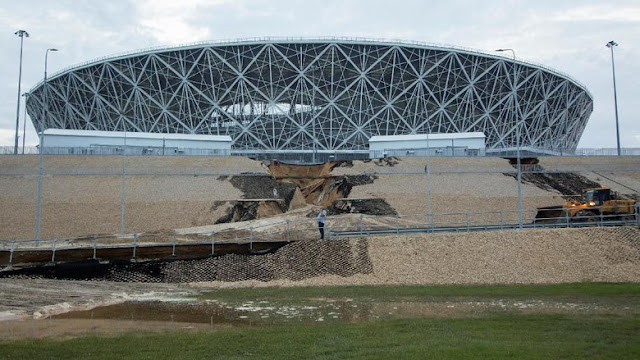 Usai Piala Dunia 2018 Inilah Penampakan Longsor di Stadion Megah Volgograd setelah di Guyur Hujan Lebat