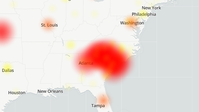 AT&T outages map in South Carolina