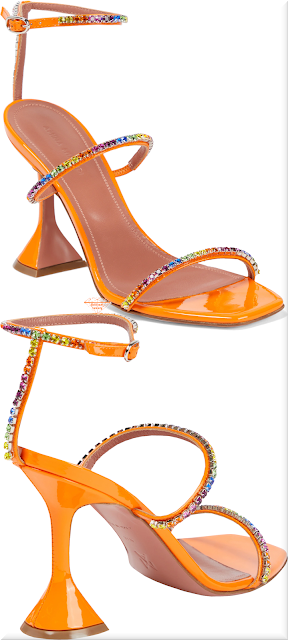 ♦Amina Muaddi bright orange Gilda embellished leather sandals #aminamuaddi #shoes #orange #brilliantluxury