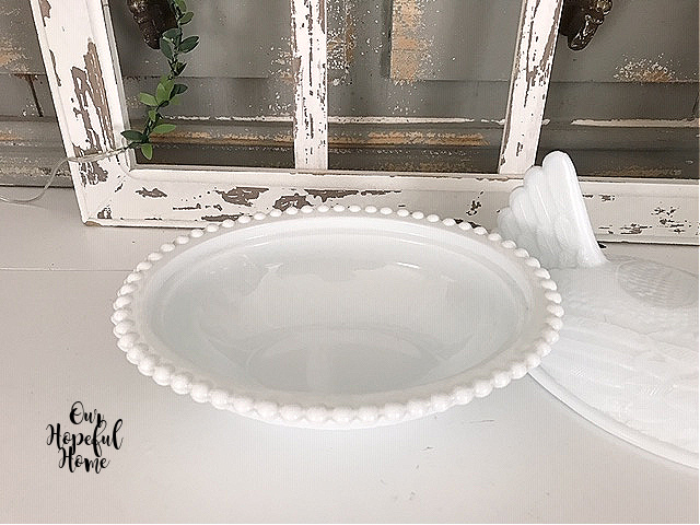 white bowl hobnail milk glass candy bowl nest