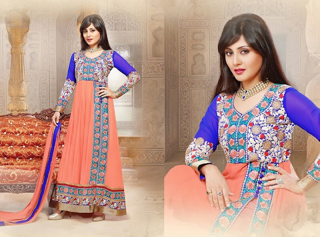 Rimi Sen in Long Length Designer Anarkali Salwar Kameez